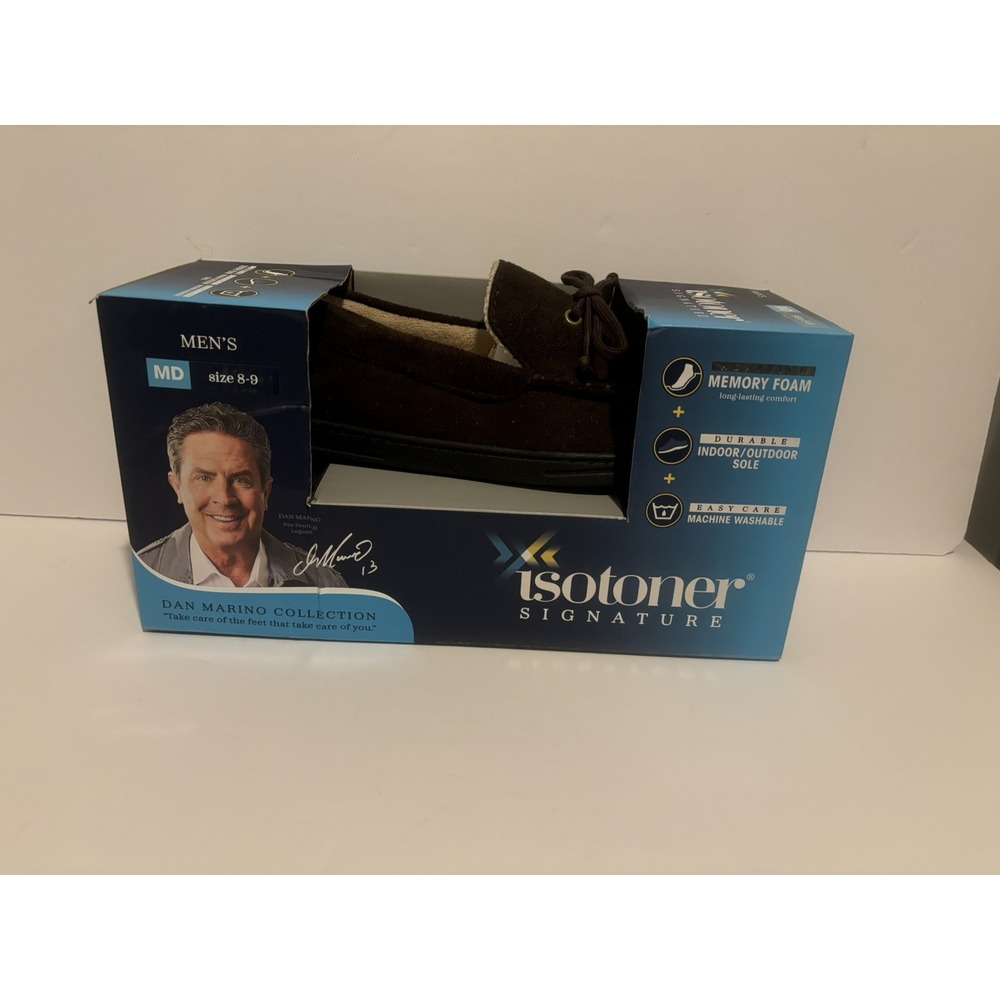 Isotoner Slippers Signature Closed Brown Men's Size 8-9 Slip On Memory Foam